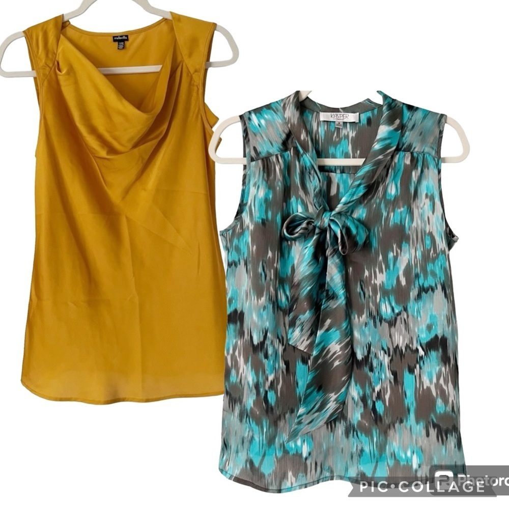 Rafaella & Kasper Sleeveless Silky Blouse Size Small - Lot of 2
